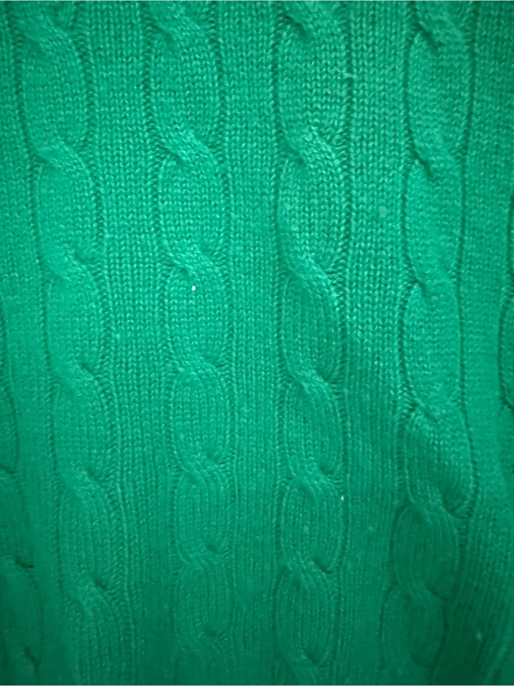 Ralph Lauren Black Label Emerald Green Cable-Knit V-Neck Sweater